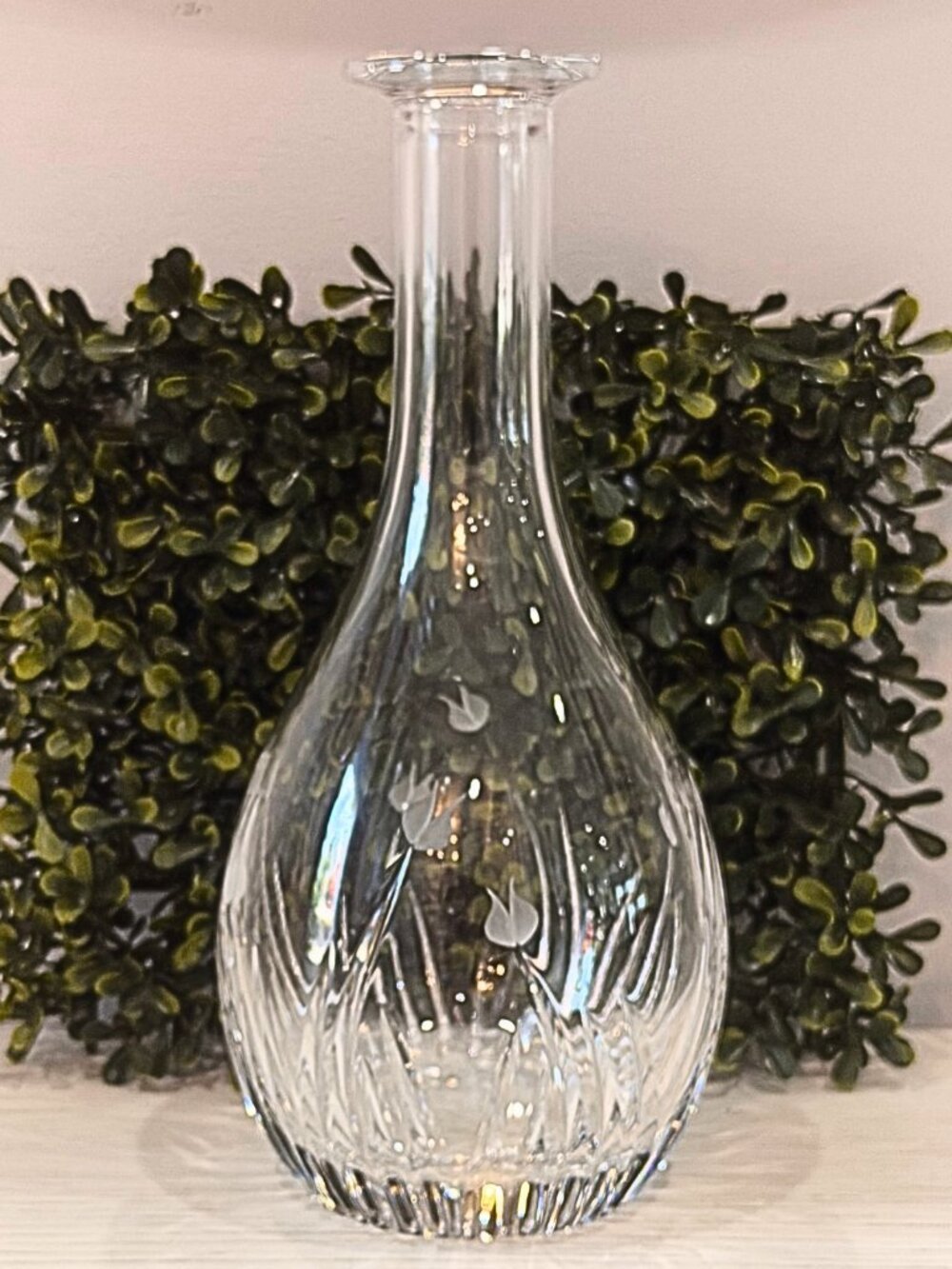 Da Vinci PISA Crystal Italian Floral Round Wine Whiskey Decanter 10" Italy Vase